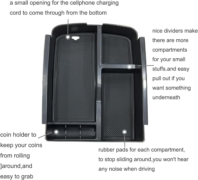 Vesul Compatible with Kia Telluride 2026-2020 Center Console Armrest Storage Tray Box ABS Insert Organizer Glove Console Separation Glove Pallet Phone Holder Full Cover