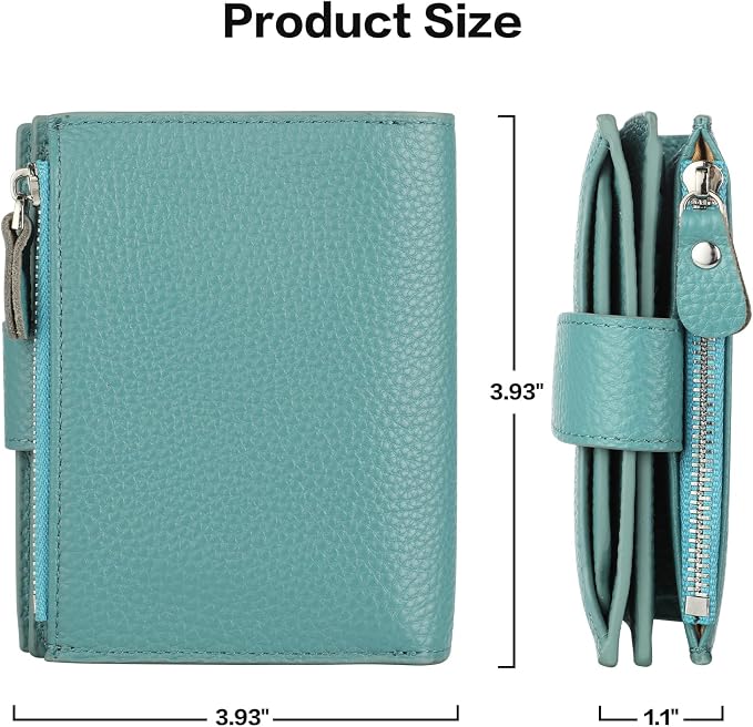 Lavemi Small Compact Women Wallet RFID Blocking Genuine Leather Bifold Purse with ID Windows