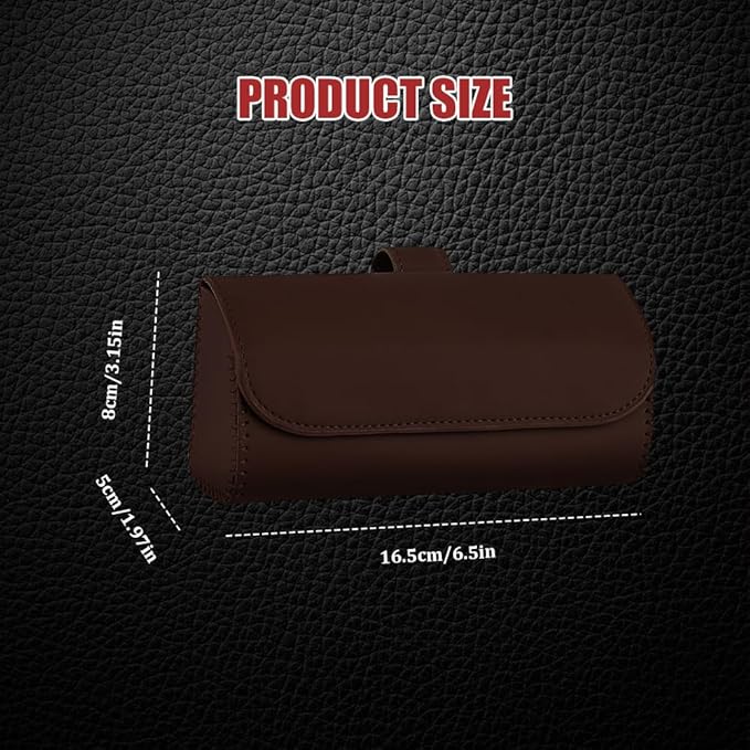 Sunglasses Holder for Car Sun Visor, Leather Auto Eyeglasses Storage Case with Hidden Magnetic Closure, Universal Protective Glasses Organizer Box, Visor Accessories for Woman Man (Brown)