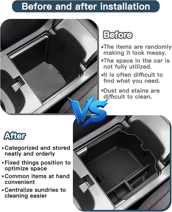 2022-2026 Civic Si Center Console Organizer for 2026 Honda Civic Si Accessories ABS Armrest Console Glover Tray Compatible with 2022 2023 2024 2025 2026 Honda Civic Si & Civic Type-R(Only for Manual)