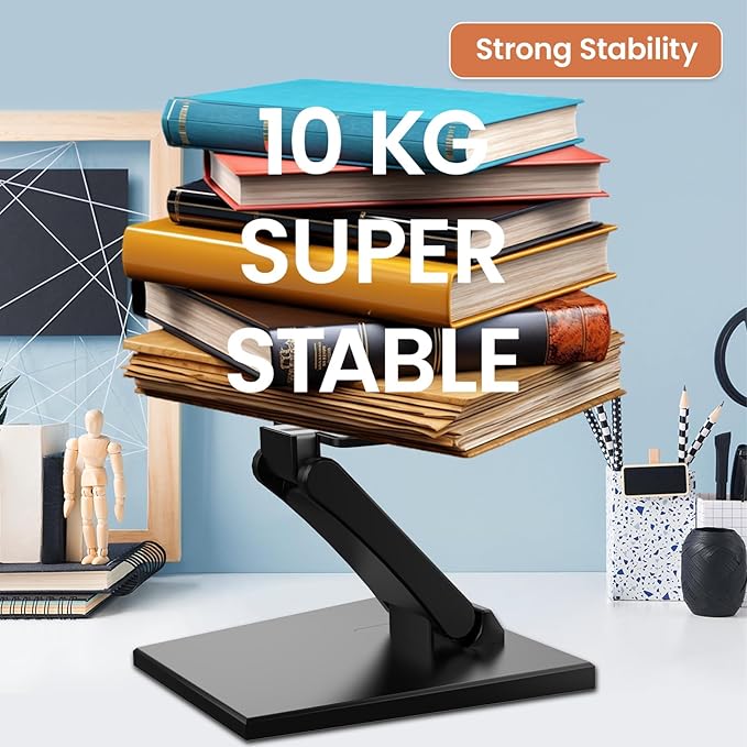 Jakeko Lay Flat Low Profile Monitor Stand - for 14-24" Screens Ergonomic Adjustable Desktop Mount with 100x100mm Compatibility - Steel