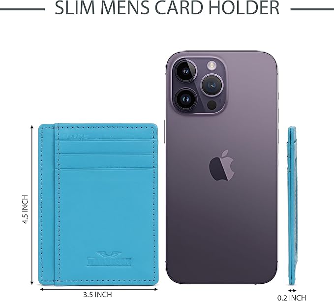 Ultra Slim Leather Wallet Just 0.12 Thick, 6 Card Slots, RFID Blocking, Soft, Durable, Minimalist Genuine Leather, Credit Card Holder for Men & Women Great Gift