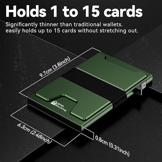 Smart Card Wallet for Men Slim: Minimalist Wallet For Men - RFID Blocking Pop Up Front Pocket Wallet, Metal Wallet 11 Card Holder