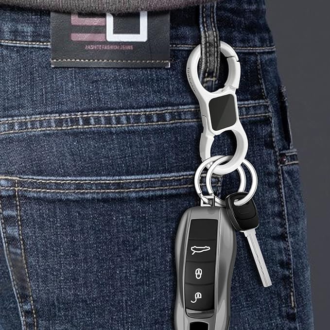 Idakekiy Key Chain Quick Release Spring with 4 Key Rings Heavy Duty Car Keychain Organizer for Men and Women