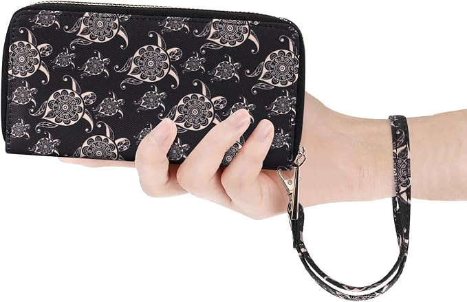 Cellphone Wallet for Women Dual Zipper Long Purse with Removable Wristlet