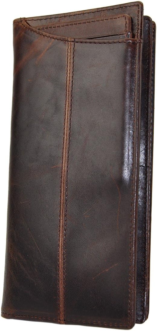 Le'aokuu Mens Genuine Leather Bifold Wallet Organizer Checkbook Card Case（0 1019 A Coffee）