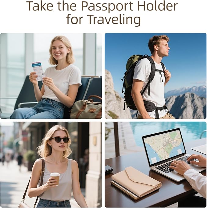 ZOPPEN Mulit-purpose Rfid Blocking Passport Holder Travel Wallet (Ver.4) Passport and Vaccine Card Holder ComboTri-fold Document Organizer Travel Essentials