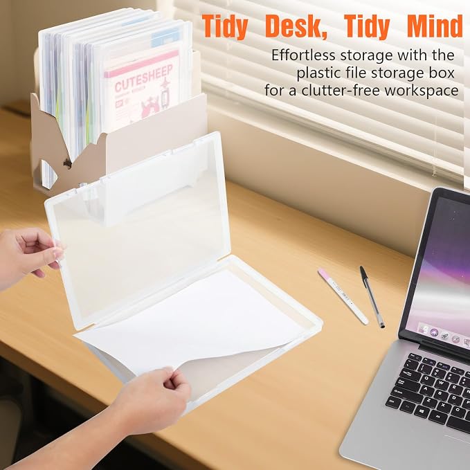 FUIJOL Photo Storage Box 11.5x8.5 Inch, 8 Pcs Portable Board Game Storage Container, A4 Paper Storage Box, Craft and File Organizer for Home/Office (8.5 * 11.5inch-8pcs)
