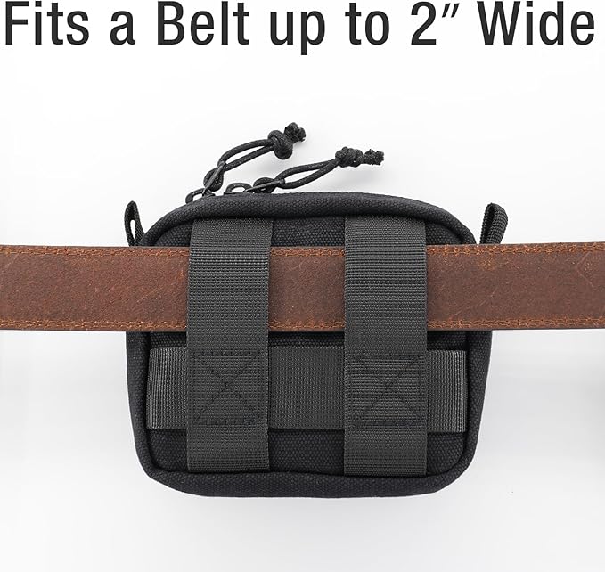 Tintris Belt Pouch for Men Women YKK Zippers, EDC Belt Pouch Bag Waist Pack for Hiking, Traveling, Outdoors, Water Resistant, Tough Waxed Canvas, Black