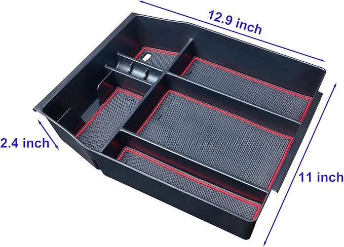 Zxiaochun Center Console Organizer Compatible with 2021 2022 2023 2024 Ford F150 Interior Accessories, Armrest Box Insert Storage Tray (Full Console w/Bucket Seats ONLY)-Red Trim