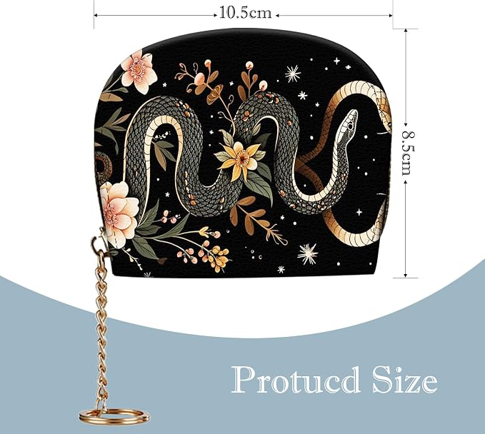 Women's Slim RFID Wallet – Compact Leather Card Holder Wallet for Women, 9 Card Slots RFID Blocking Credit Card Organizer, Small Travel Wallet - Aesthetic Snake Floral