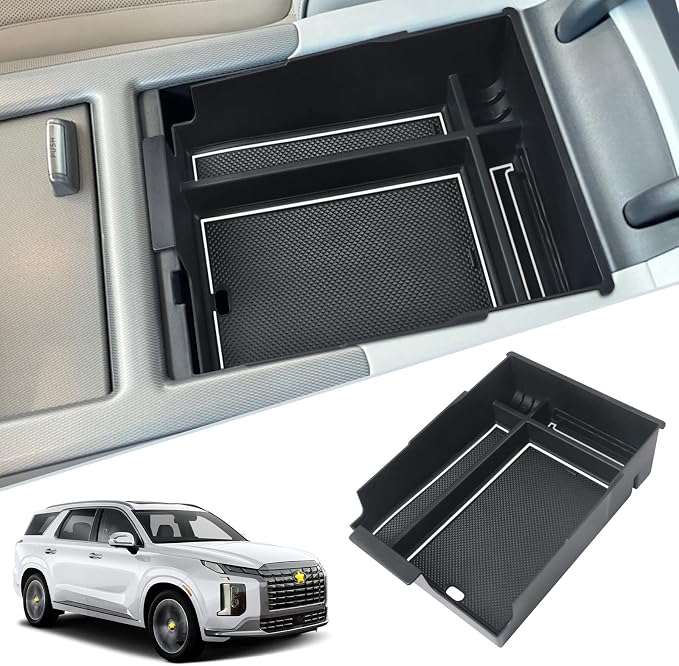 SKTU for 2023 2024 2025 Hyundai Palisade Center Console Organizer 2023 2024 2025 Palisade Center Console Tray 2023 2024 2025 Palisade Accessories Armrest Box with Coin and Sunglasses Holder (White)