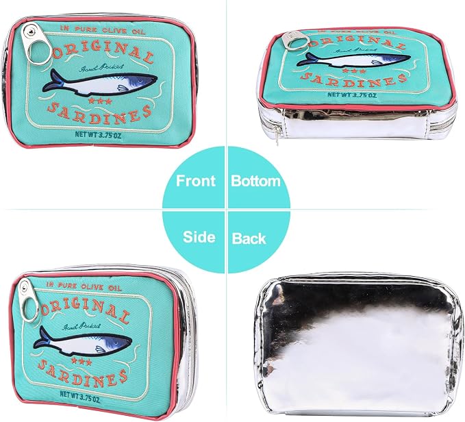 Canned Sardines Makeup Bag, Canned Sardines Style Toiletry Bag Cute Travel Bag Creative Cute Makeup Bag Aesthetic Toiletry Bag for Women