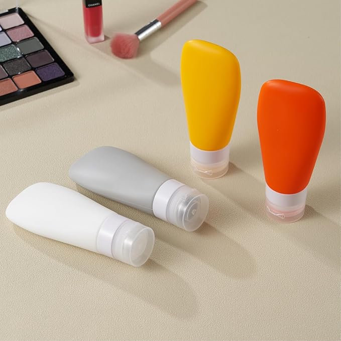 INSFIT Travel Bottles for Toiletries, TSA Approved 3oz Travel Size Containers, BPA Free Leak Proof Squeezable Silicone Tubes for Shampoo Conditioner Lotion Body Wash with Labels