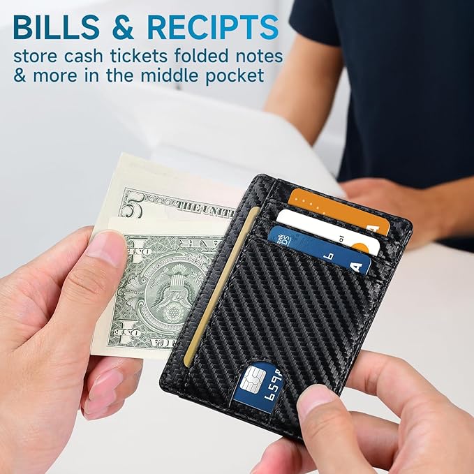 Slim Minimalist Wallet for Men,Front Pocket Wallet RFID Blocking Small Thin Credit Card Holder,ID Card Case Gift for Men Blue