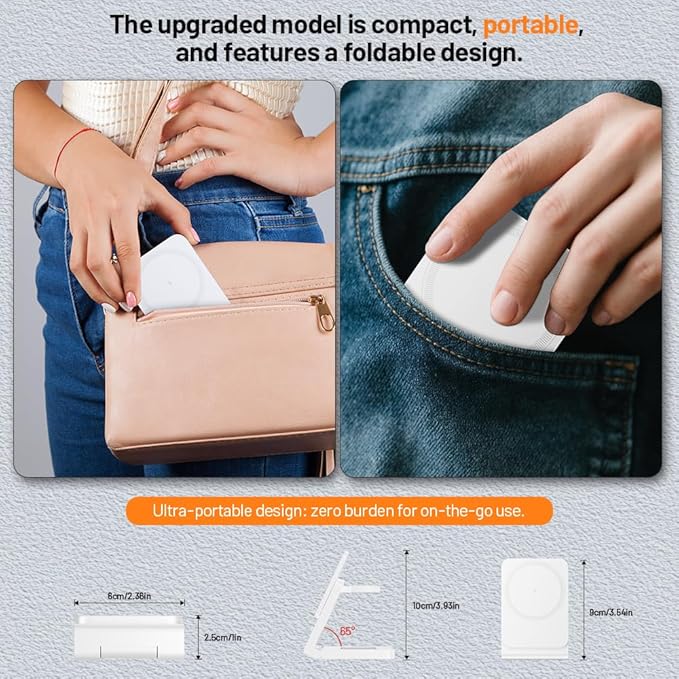 3 in 1 Wireless Charger Station for Multiple Devices, Foldable Magnetic Charging Stand, Portable Fast Travel Charger for iPhone 17/16/15/14/13/12 Pro Max/AirPods 2/3/4/Pro iWatch Ultra Series