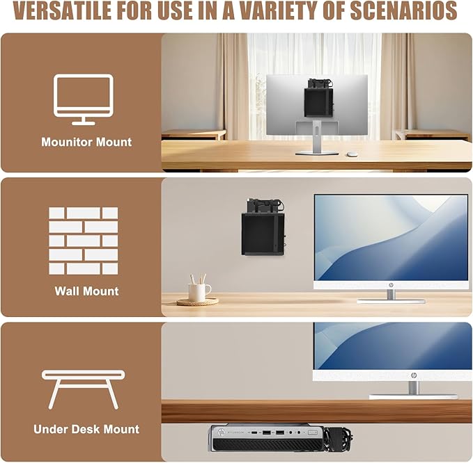 Mount for HP Mini PC Wall VESA and Under Desk Mount, Compatible with HP EliteDesk 800/805/705, HP Pro Mini 400/260, HP ProDesk 600/400/405, Desktop Mini PC Wall Mount Bracket for HP