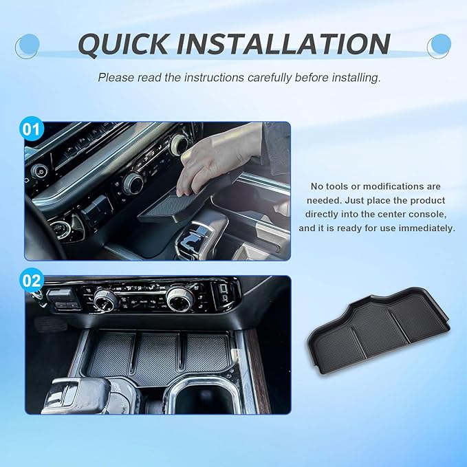 EDBETOS Center Console Organizer Compatible with 2023 2024 2025 Chevy Silverado 1500 Accessories Middle Insert Tray - Full Console w/Bucket Seats ONLY