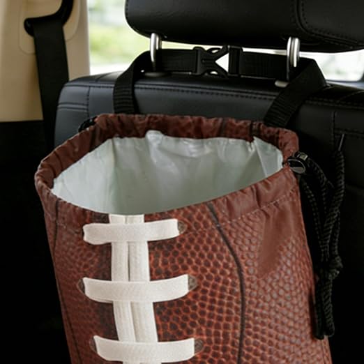 Football Texture Car Trash Bag - Waterproof Car Trash Bag Hanging Leakproof Car Garbage Bag - Washable Reusable Trash Bag For Car Interior Hanging Organizer Storage Vehicle Travelling Camping