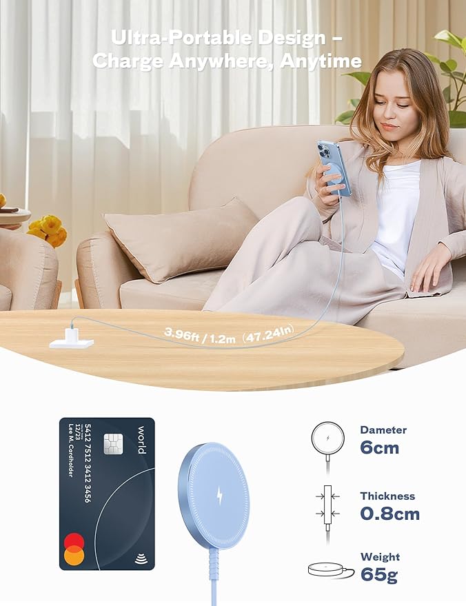 Bohuma Magnetic Wireless iPhone Charger: Mag-Safe Charging Pad Compatible with iPhone 16 15 Pro Max Plus 14 Pro Max Plus 13 12 Pro Max AirPods Pro 3 2- Fast Charger Pad Dock for Home Office