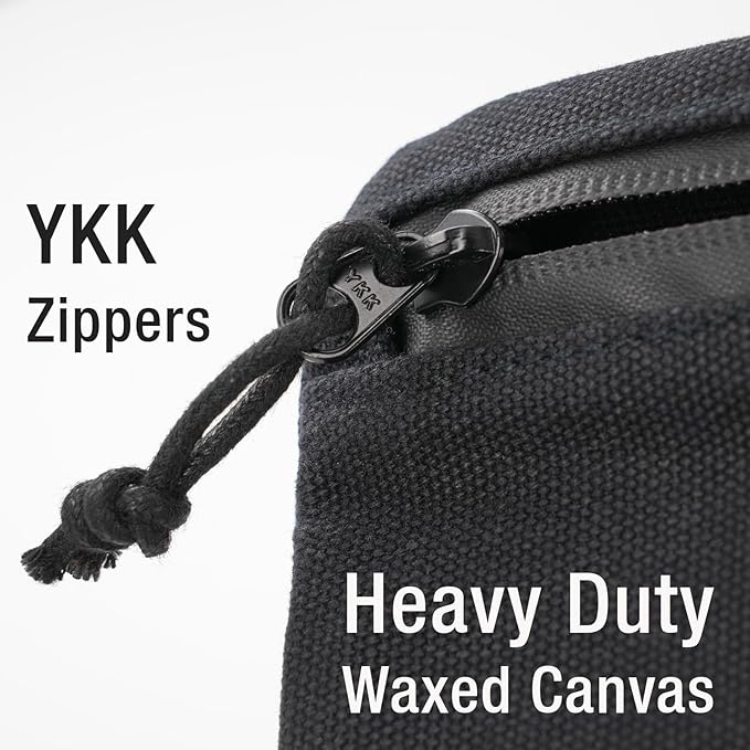 Tintris Belt Pouch for Men Women YKK Zippers, EDC Belt Pouch Bag Waist Pack for Hiking, Traveling, Outdoors, Water Resistant, Tough Waxed Canvas, Black