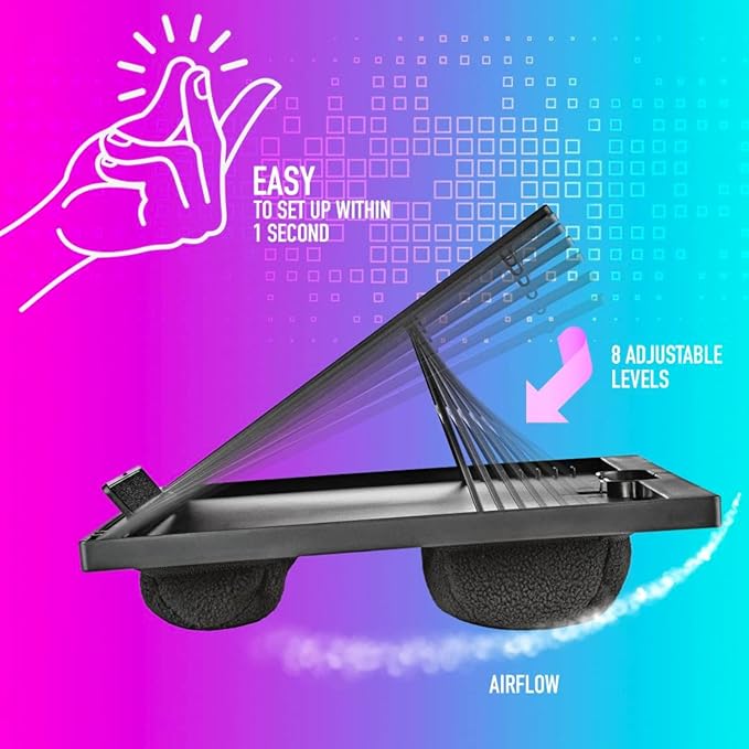 NGS LAPNEST - Multifunctional and Ergonomic Laptop Stand for Laptops up to 15.6 Inches with Padded Base, Adjustable with 8 Levels of Height