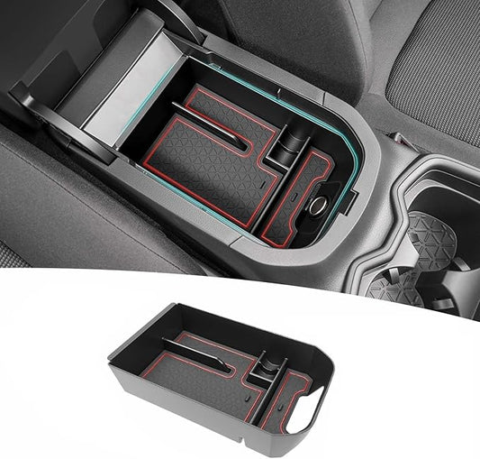 Center Console Organizer Tray Compatible with 2019-2025 Toyota RAV4 & Prime Accessories, ABS Material Insert Armrest Secondary Storage Box for RAV-4 Interior Accessories, Red