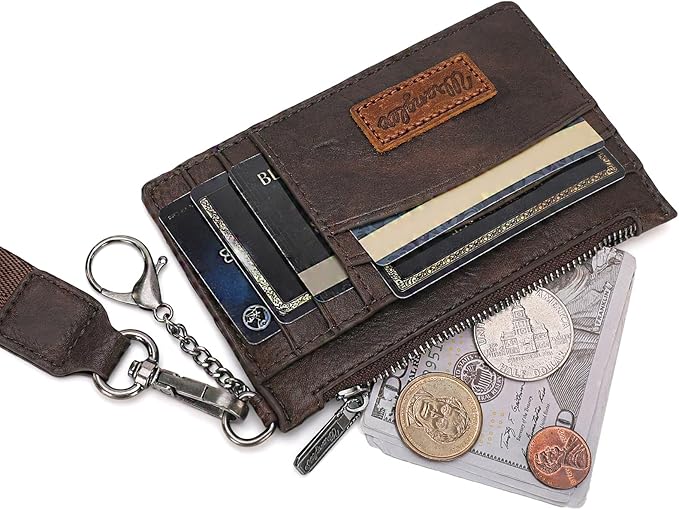 Montana West X Wrangler RFID Card Holder Slim Credit Card Wallet Small Credit Card Holder for Women Keychain Wristlet Wallet