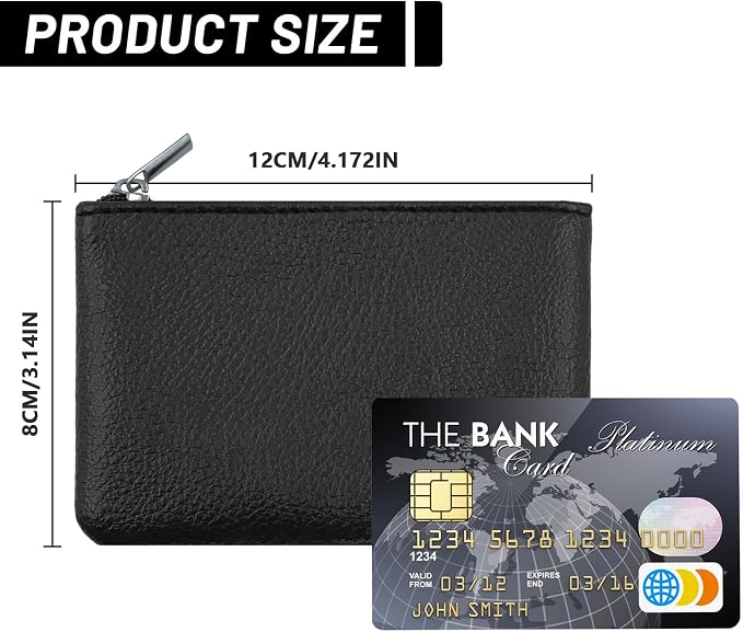 2Pcs Coin Purse,Small Portable PU Leather Zipper Pouch Change Purse, Portable Change Wallet,Coin Pouch with Zipper, Mini Coin Pocket Pouch Change Holder for Women Change Purse for Coins(Black)