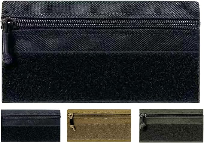 Tactical Admin Zipper Pouch with Hook and Loop, Carry On Bag Insert EDC Organizer Utility Storage Pocket Wallet for Snack Backpack Accessories Chest Ring