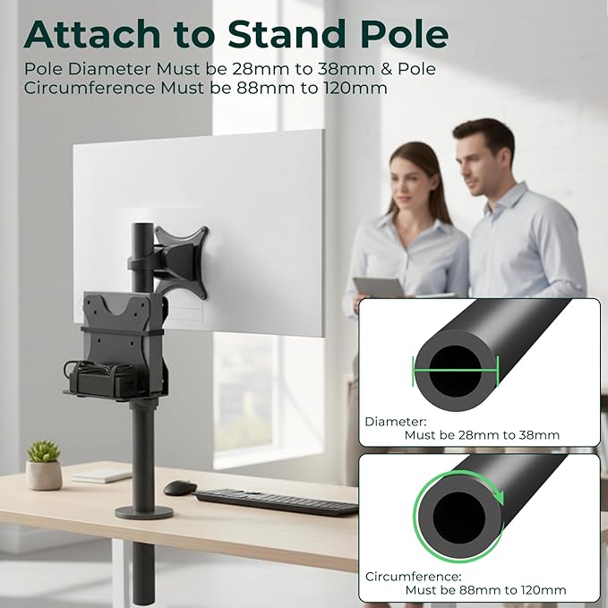 Yimaut Adjustable Mini PC Vesa Mount Bracket Behind Monitor, Under Desk, Attached to Monitor Arm, Wall or Stand Pole for HP, Dell, KAMRUI, Mac Mini, GMKtec, Cable Boxes, Wi-Fi Routers and Small CPUs