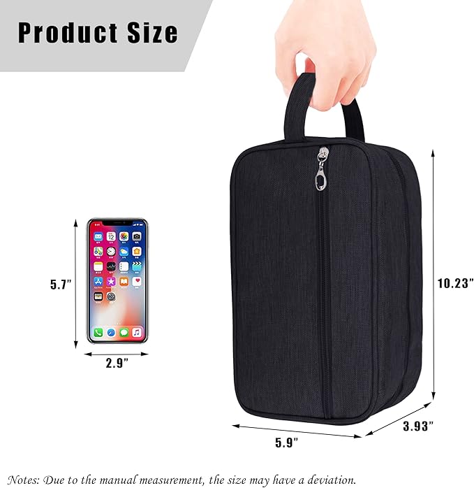 Toiletry Bag, Large Capacity Travel Bag for Toiletries, Waterproof Oxford Fabric Toiletry Organizer for Travel, Business Trips and Daily Use, Travel Essentials for Men or Women (Black)