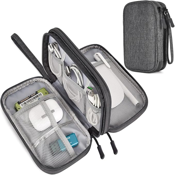 CAAORDKSO Travel Cord Organizer Electronics Organizer Travel Case, Travel Cable Organizer Bag Waterproof Portable Accessories Case for Cable, Charger, Phone, Power Bank, Earphone (Dark Gray, Large)