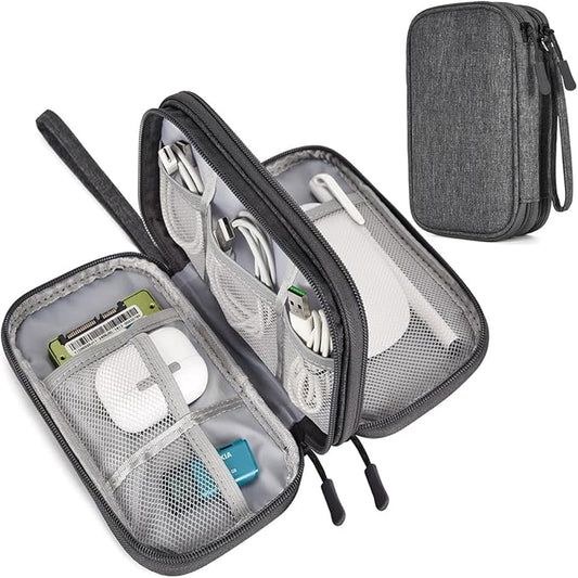 CAAORDKSO Travel Cord Organizer Electronics Organizer Travel Case, Travel Cable Organizer Bag Waterproof Portable Accessories Case for Cable, Charger, Phone, Power Bank, Earphone (Dark Gray, Large)