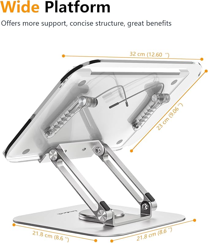 ACIsland Acrylic Book Stand for Reading-Adjustable Holder with 360° Rotating Base & Page Clips- Foldable Desktop Ricer for displaying Cookbook-Sheet Music-Laptop-Recipe-Textbook-Hands Free-Aluminium