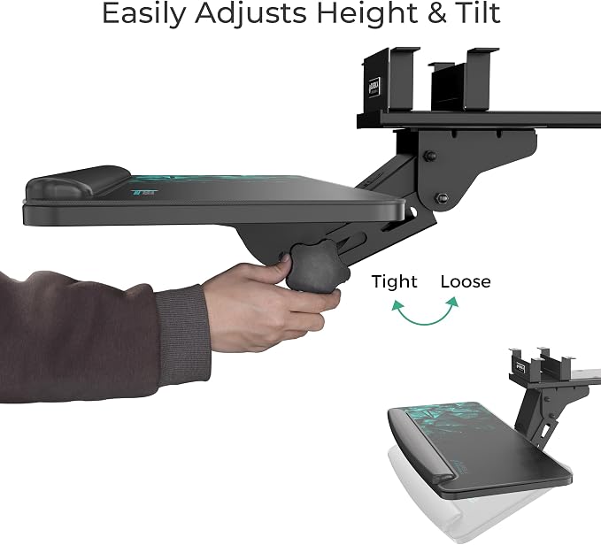 EUREKA ERGONOMIC Height Adjustable Mouse & Keyboard Tray Under Desk, 28x10'' Large Slide Out Swivel Tilt Computer Keyboard Drawer with Pad for Gaming Home Office, Dual Mount