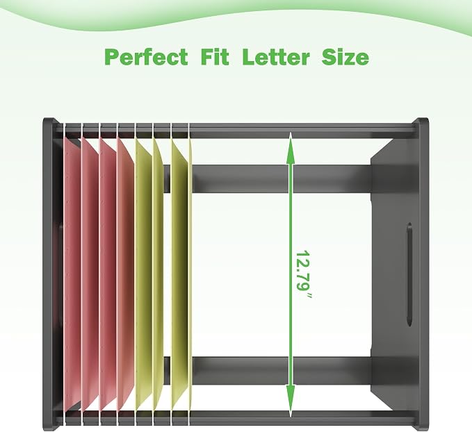 Hanging File Organizer Box for Letter Size, Bamboo File Folder Organizer, Storage Moving Boxes with Handle Wood Desk Filing Box for Office Banker Document