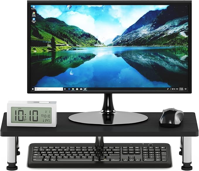 Furinno Turn-N-Tube Monitor Riser Stand, Americano, Stainless Steel Tubes