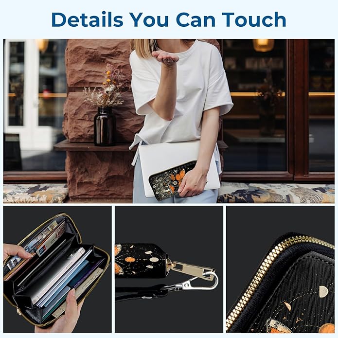 Wristlet Wallet for Women, RFID Blocking Phone Wallet, Large Capacity Zip Around Clutch, Fits iPhone 15 Pro Max, Travel Organizer Purse