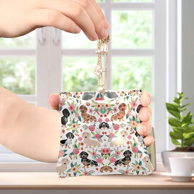 Dachshund Women's Waterproof PU Leather Coin Purse, Slim Travel Wallet with Zipper - Compact Card Holder & Jewelry Organizer for Cash, Keys, Lipstick