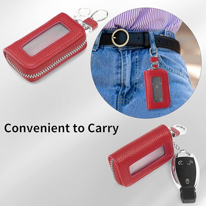 SENDEFN Universal Car Key Fob Case Leather Smart Remote Keychain Protector Holder