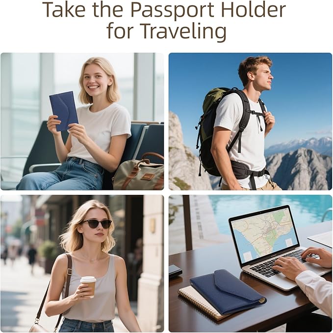ZOPPEN Mulit-purpose Rfid Blocking Passport Holder Travel Wallet (Ver.4) Passport and Vaccine Card Holder ComboTri-fold Document Organizer Travel Essentials