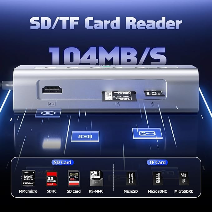 P9 PRO USB C Hub 10Gbps, 9-in-1 USB C Docking Station with 4K@60Hz HDMI, Type-C & 2 Type-A 3.2, 2 USB-A 2.0, PD 100W, SD/TF Port,Aluminum USB Hub for Laptop, iPhone 17 Series, MacBook Air/Pro