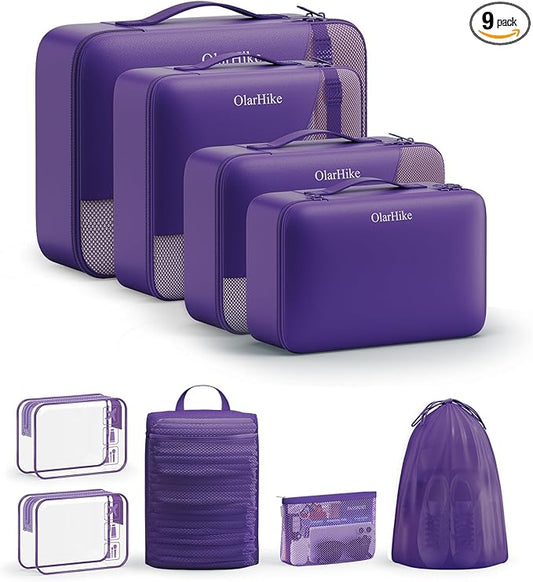 9 Set Packing Cubes for Travel, Gifts for Women Mom,Anti-Tearing Suitcase Organizer,OlarHike Vacation Essentials & Accessories for Cruise Ship