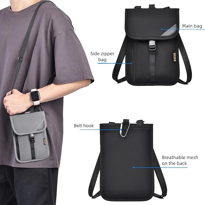 Passport Holder for Travel Pouch Neck Wallet for Traveling Women Men with RFID Blocking Waterproof and Slim Neck Pouch Adjustable Neck Strap (Z-Black)