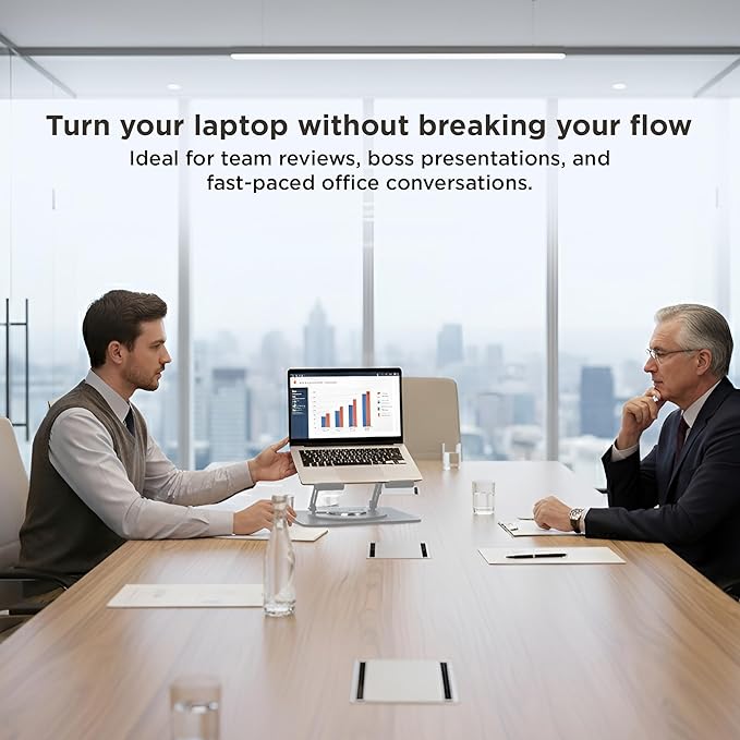 Uncaged Ergonomics Swivel Laptop Stand for Desk, Adjustable Computer iPad Stand for Desk w/ 360 Rotation, Portable Laptop Holder for Home Office Ergonomic Supplies