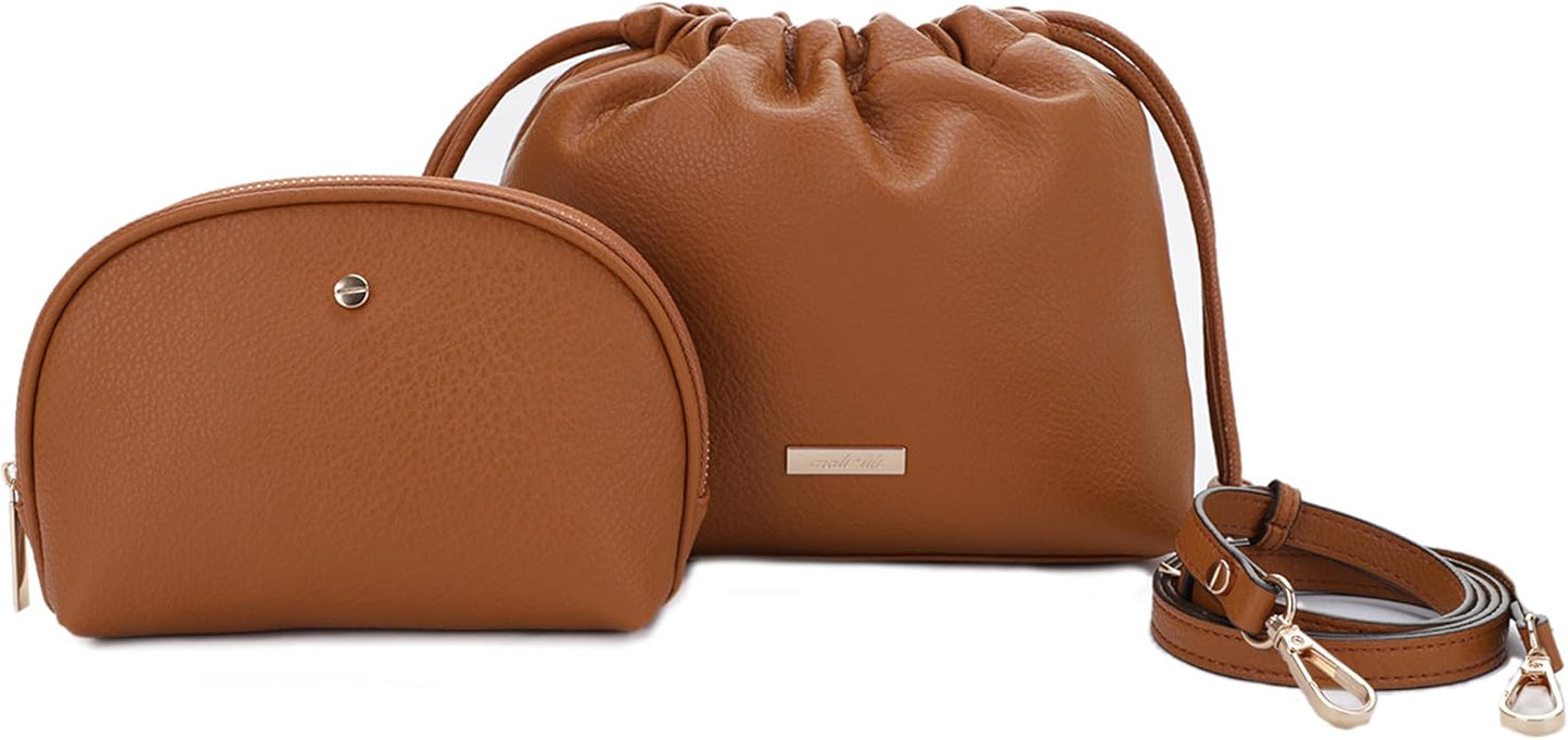 Mali+Lili Lola Beauty Bag Duo, Makeup Bag Travel Cosmetic Bag Set of 2, Vegan Leather Purse Crossbody Bags for Women and Girls, Cute Makeup Pouch, Travel Pouch, Crossbody Purses for Women | Duo