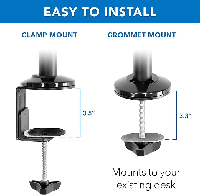 Mount-It! Sit-Stand Monitor Arm Desk Mount with Keyboard Tray, Single Monitor Fits Up to 32”, Height Adjustable Gas Spring, Full Motion Articulating Arm, Clamp or Grommet, Black