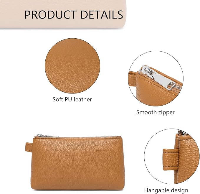 PU Leather Makeup Simple and Convenient Handbag Small Exquisite Storage Bag (PU/Ochre)