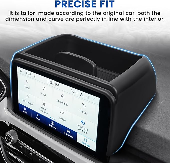 Autorder Center Console Dash Organizer for 2020-2025 2026 Ford Escape Accessories 8-inch Dashboard Insert Tray with Cellphone Holder Storage Box with Anti-Slip Mat(Not fit 13.2-Screen)